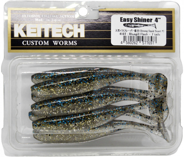 Приманка силиконовая Keitech Easy Shiner 4" #418 Bluegill Flash