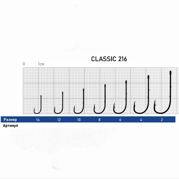 Крючок Dunaev Classic 216 # 2 (упак. 8 шт) Крючок Dunaev Classic 216 # 2 (упак. 8 шт)