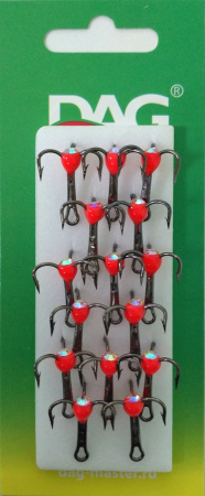 Тройник фосфор. со стразом Мустад красный №14