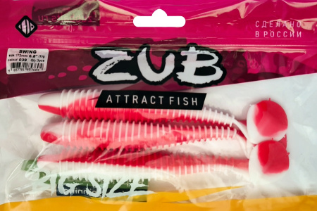 Приманка ZUB-SWING 172мм(6,8")-3шт, (цвет 039) красный верх-белый низ