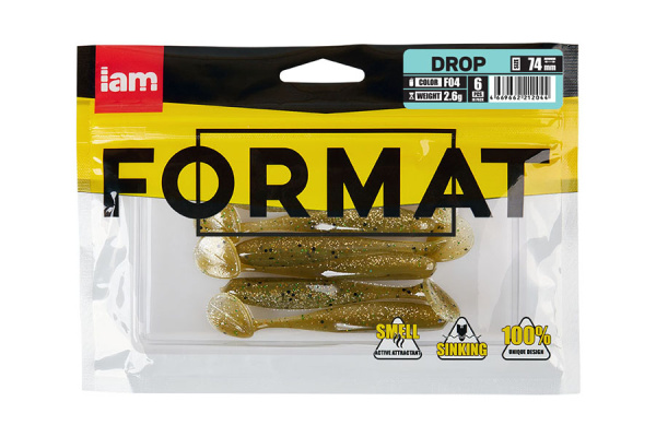 Силиконовая приманка FORMAT DROP  74mm (6шт.) цвет F04 Силиконовая приманка FORMAT DROP  74mm (6шт.) цвет F04
