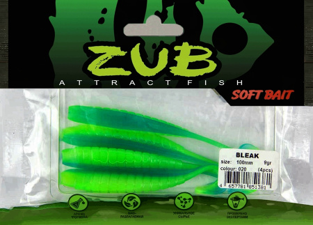 Приманка ZUB-BLEAK 100мм(4")-4шт, (цвет 020) синий верх - желтый низ