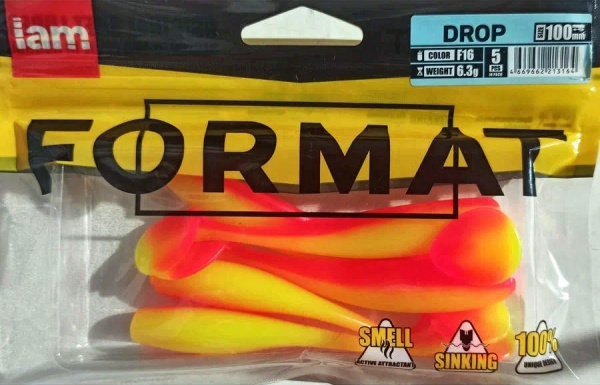 Силиконовая приманка FORMAT DROP 100mm (5шт.) цвет F16n Силиконовая приманка FORMAT DROP 100mm (5шт.) цвет F16n