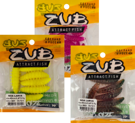 Приманка ZUB NOA LARVA  40мм(1,6") -6шт, (цвет 150) розовый