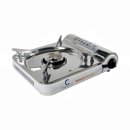 Плита наст. газовая "СЛЕДОПЫТ - DeluxE", (с подогревом) нерж. сталь/6/