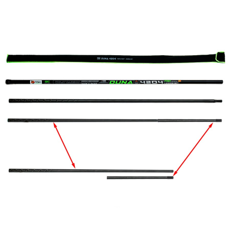 Рукоять для подсачека "DUNA LANDING" FISH CRYSTAL штекер, карбон спортивная 4 секций, 4,2 м.
