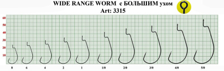 Крючок офсетный FS WIDE RANGE WORM с БОЛЬШИМ ухом, №1 (4 шт)