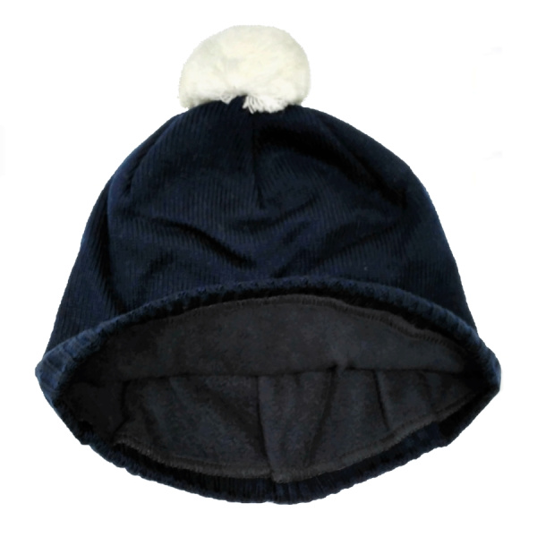 Шапка синяя с помпоном "Team DUNAEV", флисовая подкладка Шапка синяя с помпоном "Team DUNAEV", флисовая подкладка