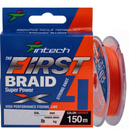 Шнур плетеный Intech First Braid X4 Orange 150m (#0.8 / 0.148mm (12lb / 5.45kg))