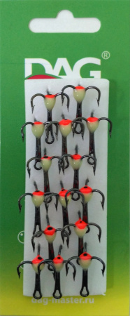 Тройник фосфор. с глазом Мустад белый №14