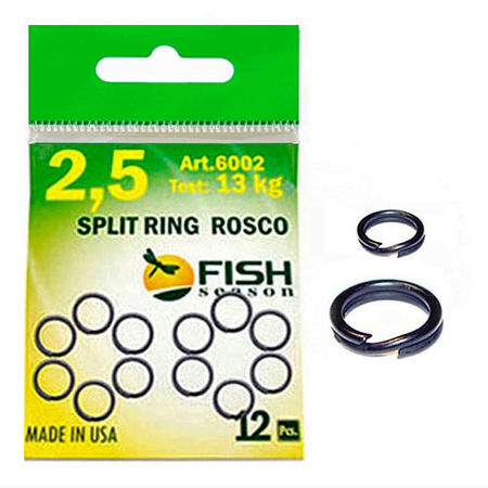 Кольцо заводное ROSCO,  №1. 3,99 мм/5,44 мм, BLACK, тест 6 кг. (уп. 16 шт.)
