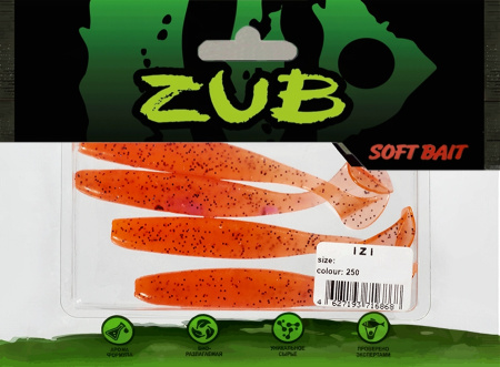 Приманка ZUB-IZI  99мм(4")-4шт, (цвет 250) морковный с блестками