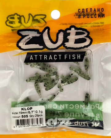 Приманка ZUB-KLOP 19мм(0,7")-20шт, (цвет 505) зеленый с блестками