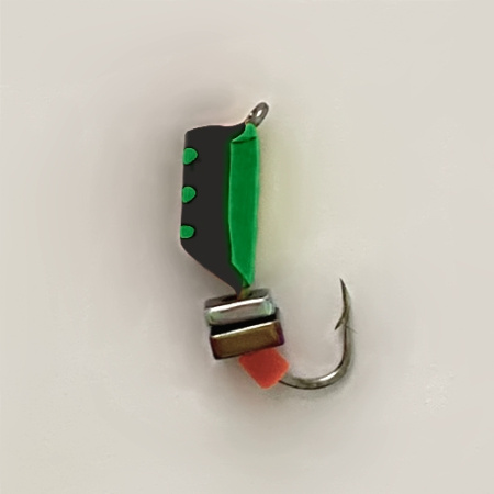 Столбик Хамелеон кубик 3,0 мм на крючке ЧЕРНО-ЗЕЛЕНЫЙ