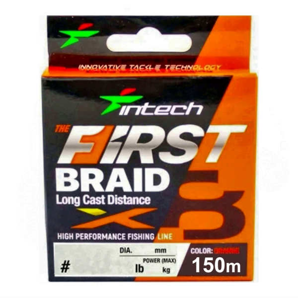 Шнур плетеный Intech First Braid X8 Orange 150m (#2.5 / 0.26mm (34lb / 15.0 kg))