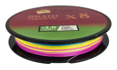 Плетёный шнур из 8-ми нитей, FISH CRYSTAL  5-ти цветный, 0.16мм, 150м, 9 кг