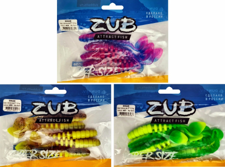 Приманка ZUB-SHAD 120мм(4,7")-5шт, (цвет 035) красный верх - зеленый низ