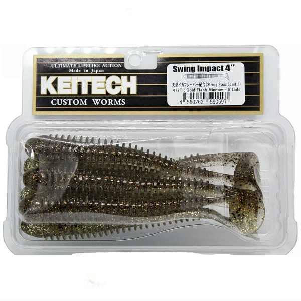 Приманка силиконовая Keitech Swing Impact 4" #417 Gold Flash Minnow