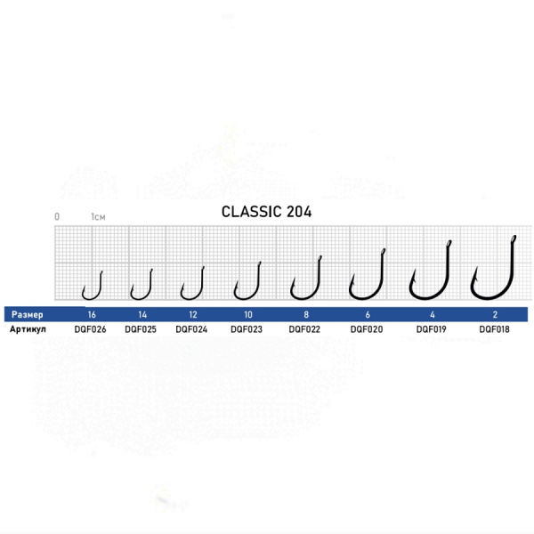 Крючок Dunaev Classic 204 #12 (упак. 10 шт)