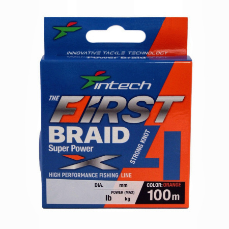 Шнур плетеный Intech First Braid X4 Orange 100m (#2.0 / 235mm (27lb / 12.3kg))