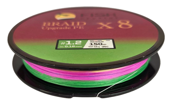 Плетёный шнур из 8-ми нитей, FISH CRYSTAL 5-ти цветный, 0.18мм, 150м, 11 кг