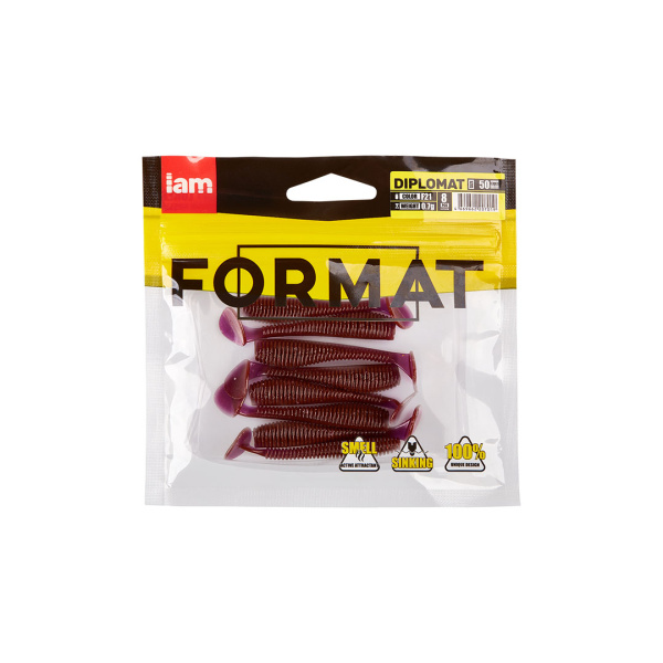 Силиконовая приманка FORMAT DIPLOMAT 50mm (8шт.) цвет F21 Силиконовая приманка FORMAT DIPLOMAT 50mm (8шт.) цвет F21