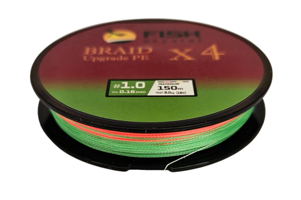 Плетёный шнур из 4-х нитей FISH CRYSTAL, 5-ти цветный, 0.16мм, 150м, 8 кг