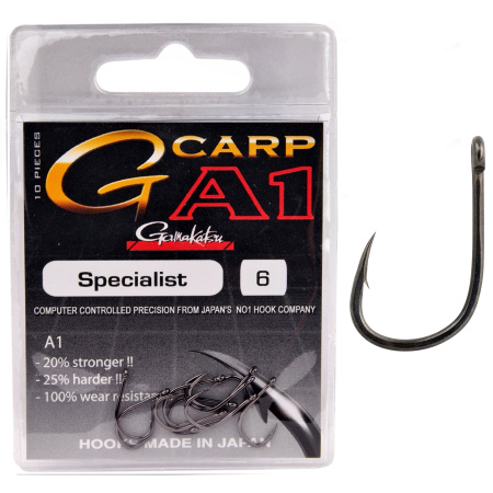 Крючки Gamakatsu A1 G-CARP SPECIALIST HOOKS разм. 06 10шт. Крючки Gamakatsu A1 G-CARP SPECIALIST HOOKS разм. 06 10шт.