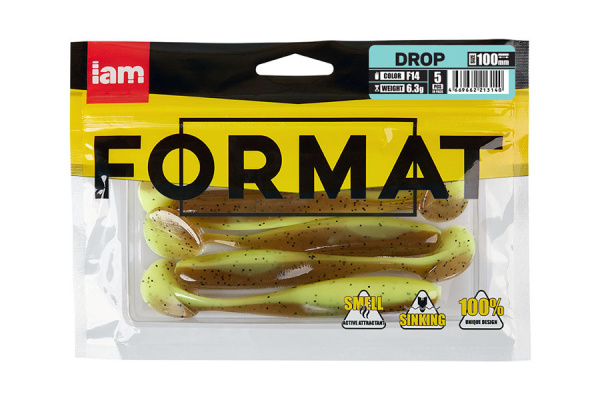 Силиконовая приманка FORMAT DROP 100mm (5шт.) цвет F14n Силиконовая приманка FORMAT DROP 100mm (5шт.) цвет F14n