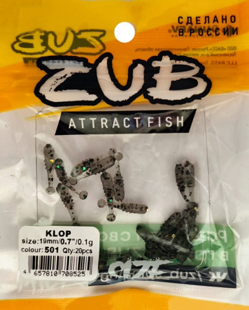 Приманка ZUB-KLOP 19мм(0,7")-20шт, (цвет 501) серый с блестками