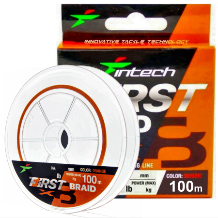 Шнур плетеный Intech First Braid X8 Orange 100m (#2.5 / 0.26mm (34lb / 15.0 kg))