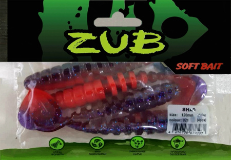 Приманка ZUB-SHAD 120мм-4шт, (цвет 021) фиолетово-красный