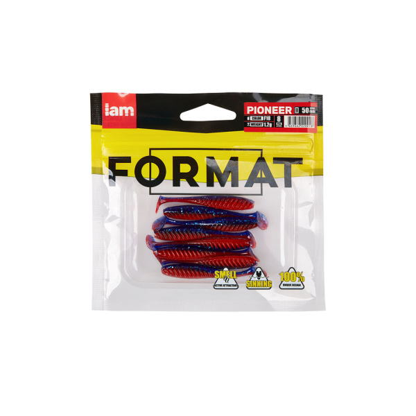 Силиконовая приманка FORMAT PIONEER 50mm (8шт.) цвет F18 Силиконовая приманка FORMAT PIONEER 50mm (8шт.) цвет F18