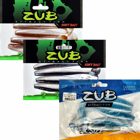 Приманка ZUB-IZI 125мм(4,8")-5шт, (цвет 034) черный верх - оранжевый низ