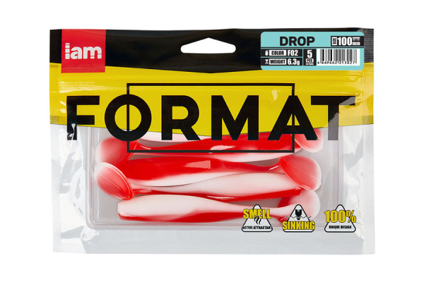 Силиконовая приманка FORMAT DROP 100mm (5шт.) цвет F02 Силиконовая приманка FORMAT DROP 100mm (5шт.) цвет F02