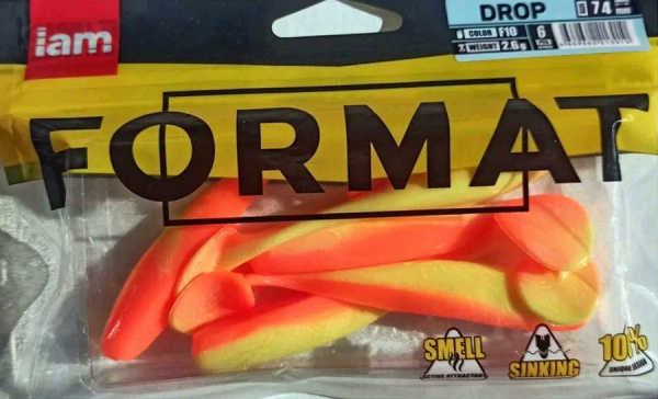 Силиконовая приманка FORMAT DROP  74mm (6шт.) цвет F10 Силиконовая приманка FORMAT DROP  74mm (6шт.) цвет F10