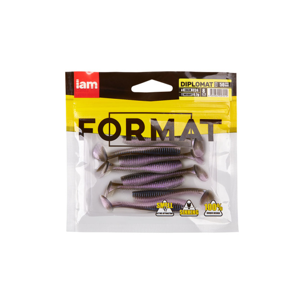 Силиконовая приманка FORMAT DIPLOMAT 50mm (8шт.) цвет F24 Силиконовая приманка FORMAT DIPLOMAT 50mm (8шт.) цвет F24