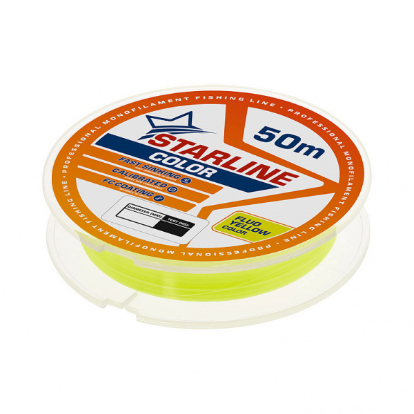 Монофильная леска STARLINE  50m (fluo yellow) d0.181