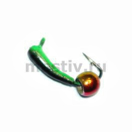 Банан 2 чёрный+зелёный, латунный шарик, 0,37гр. (хамелеон)