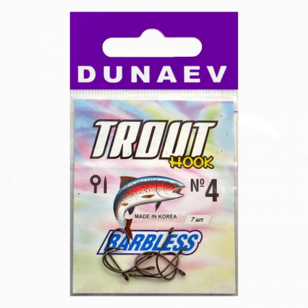Крючок Dunaev Trout Barbless #4 (упак. 7 шт)