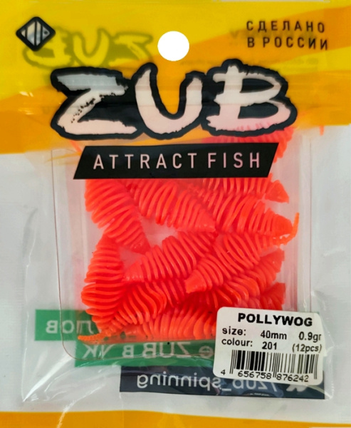Приманка ZUB-POLLYWOG 40мм(1,5")-12шт, (цвет 201) оранжевый Приманка ZUB-POLLYWOG 40мм(1,5")-12шт, (цвет 201) оранжевый