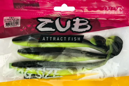 Приманка ZUB-IZI 208мм(8,2")-3шт, (цвет 033) черный верх - желтый низ