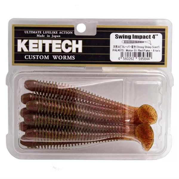 Приманка силиконовая Keitech Swing Impact 4" PAL #07 Motor Oil Red Flake