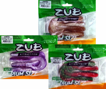 Приманка ZUB-HIBINA  95мм(3,8")-4шт, (цвет 034) черный верх-оранжевый низ