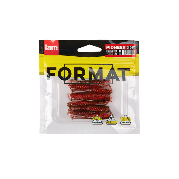 Силиконовая приманка FORMAT PIONEER 50mm (8шт.) цвет F09 Силиконовая приманка FORMAT PIONEER 50mm (8шт.) цвет F09