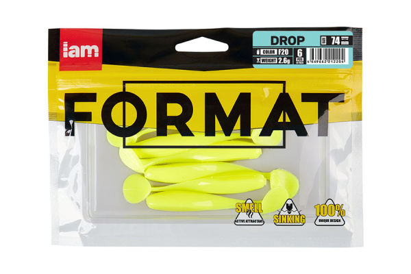 Силиконовая приманка FORMAT DROP  74mm (6шт.) цвет F20 Силиконовая приманка FORMAT DROP  74mm (6шт.) цвет F20