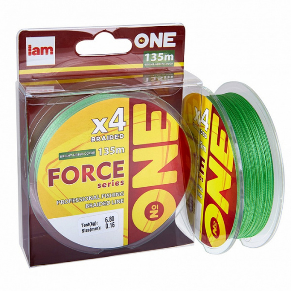 Плетеная леска №ONE FORCE Х4-135 (bright-green) d0.10