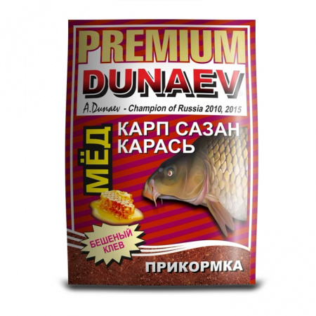 Прикормка "DUNAEV-PREMIUM" 1кг Карп-Сазан Мед красная