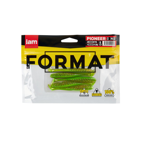 Силиконовая приманка FORMAT PIONEER 74mm (6шт.) цвет F15 Силиконовая приманка FORMAT PIONEER 74mm (6шт.) цвет F15