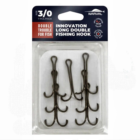 Двойные крючки Narval Fishing Long Double Trouble, Teflon Coating #3/0 